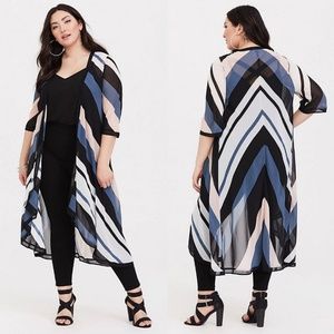 Chevron Stripe Chiffon Kimono